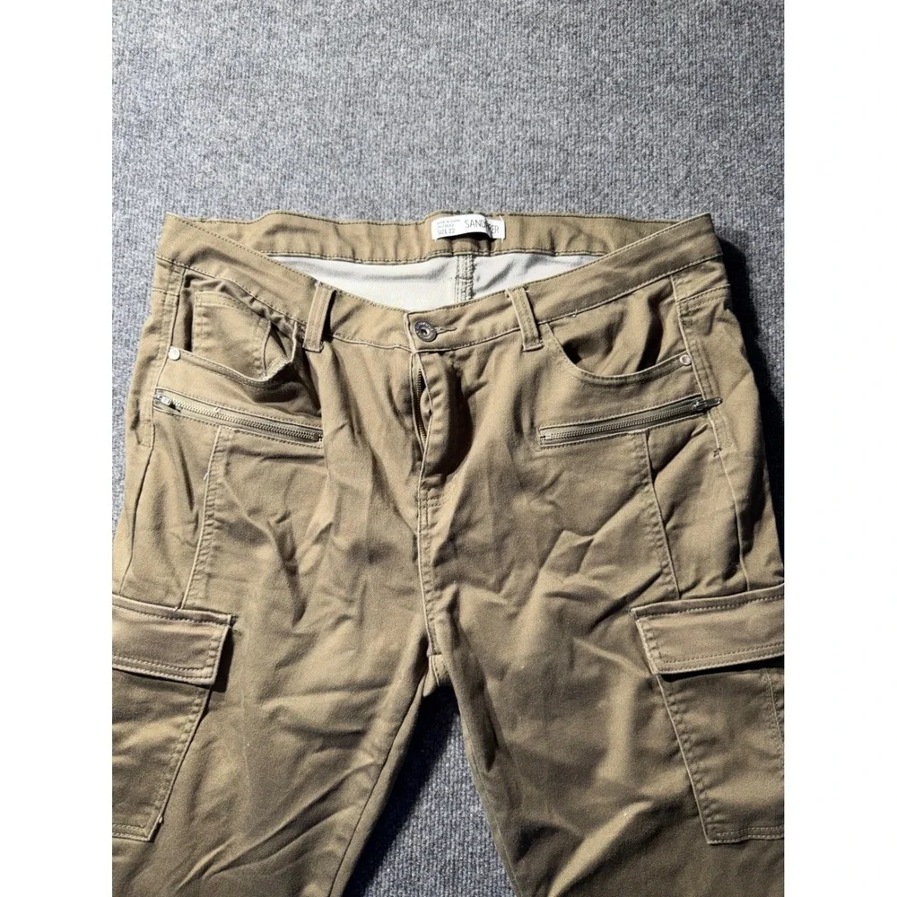 Sandpiper Mens Olive Green Cargo Pants Multi Pocket Utility Trousers Size 22